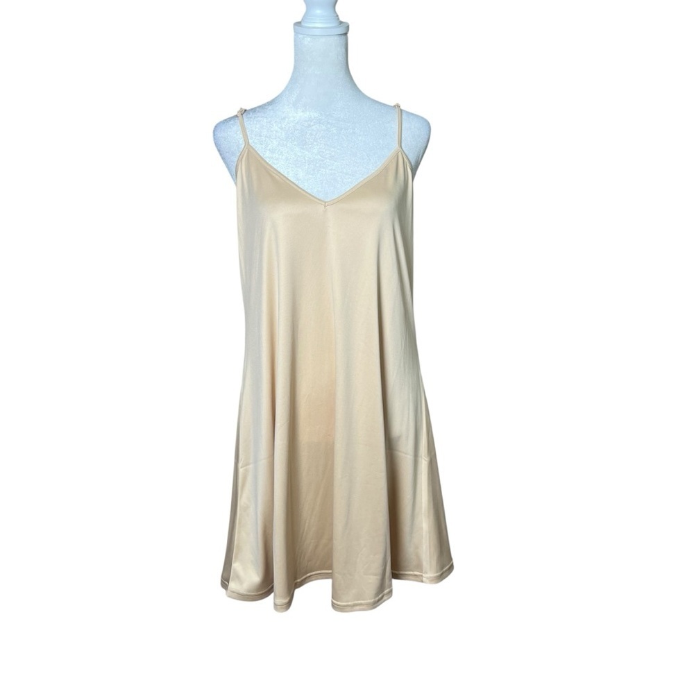 Coven & Co. Silhouette Nude Slip Dress Chemise Nightgown Sz Medium Minimalist